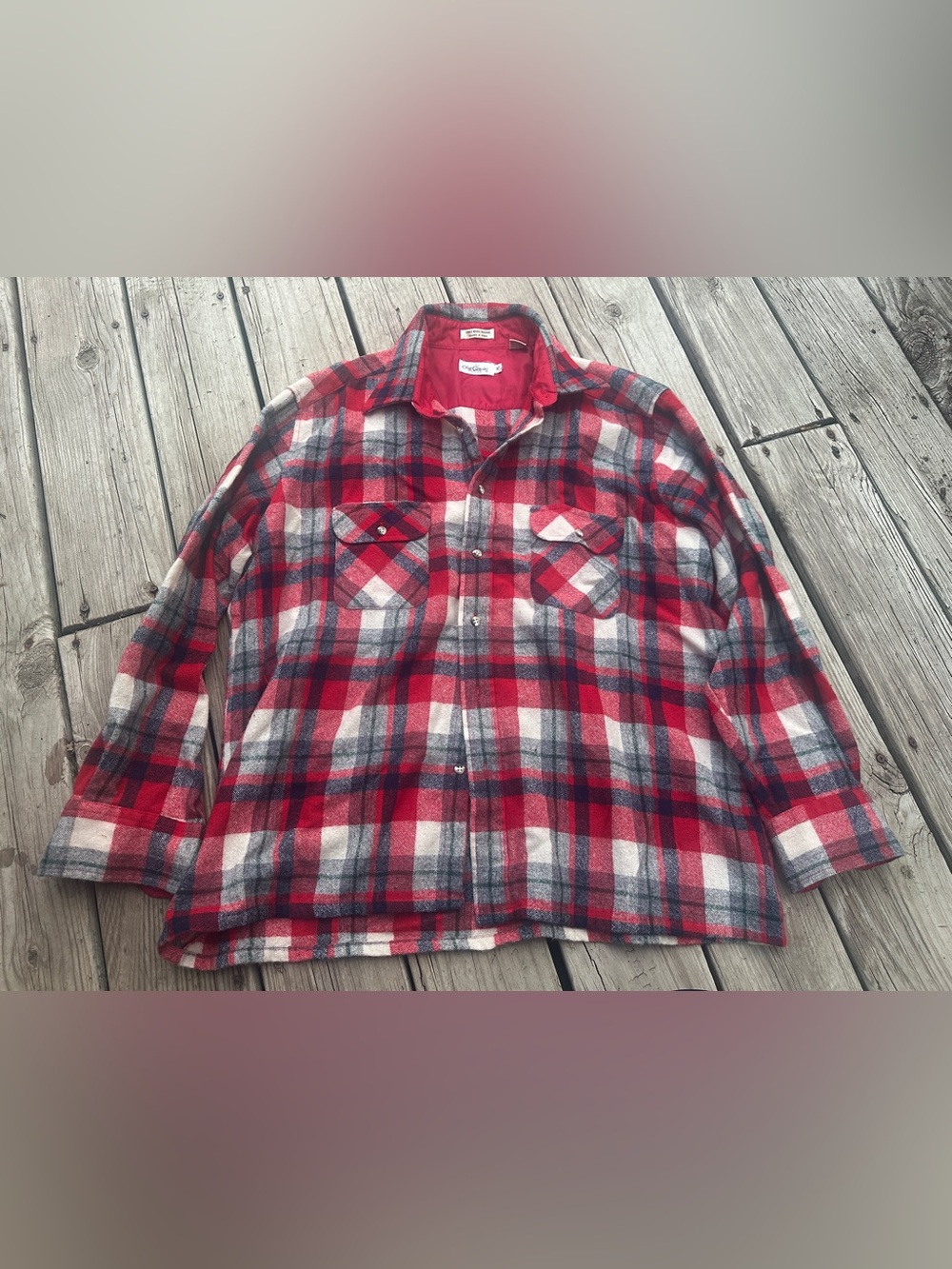 Vintage 70s Oleg Cassini Wool Plaid Shirt Korea Single Needle Tailoring, Sz XL